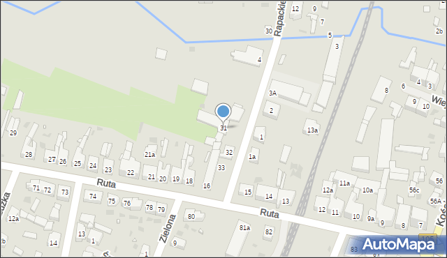 Gryfice, Rapackiego, 31, mapa Gryfice