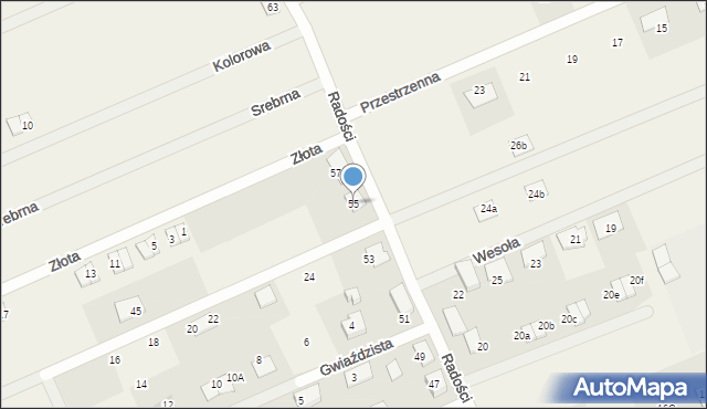 Grzędzice, Radości, 55, mapa Grzędzice