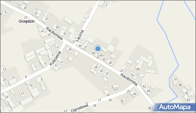 Grzędzin, Raciborska, 41, mapa Grzędzin