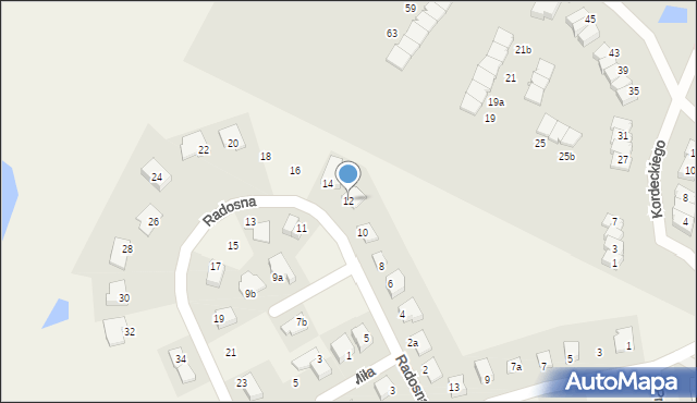 Gutkowo, Radosna, 12, mapa Gutkowo