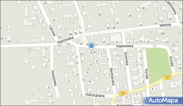 Iwaniska, Rakowska, 11, mapa Iwaniska