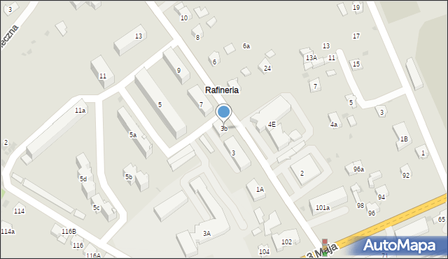 Jasło, Rafineryjna, 3b, mapa Jasła