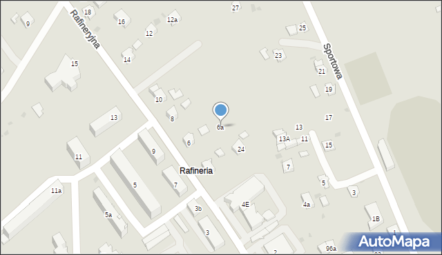 Jasło, Rafineryjna, 6a, mapa Jasła