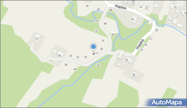 Jastrzębia, Rajska, 28, mapa Jastrzębia