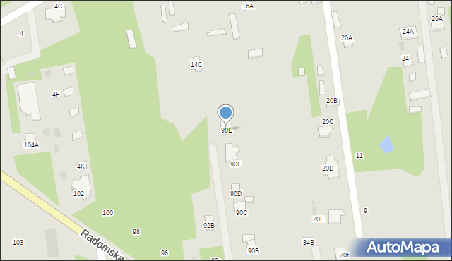 Jedlnia-Letnisko, Radomska, 90E, mapa Jedlnia-Letnisko