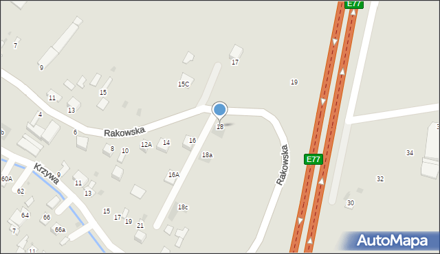 Jędrzejów, Rakowska, 18, mapa Jędrzejów