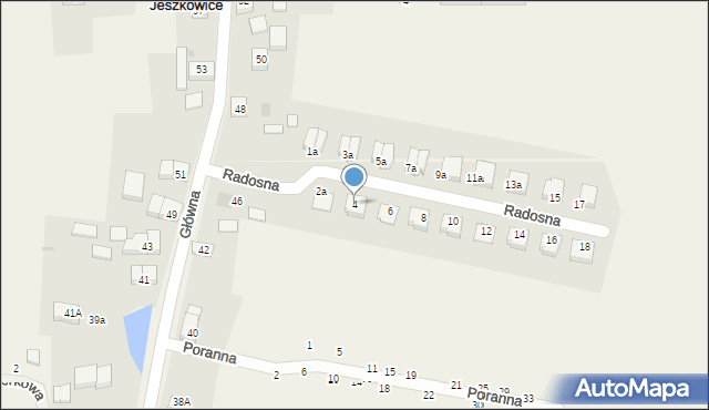 Jeszkowice, Radosna, 4, mapa Jeszkowice