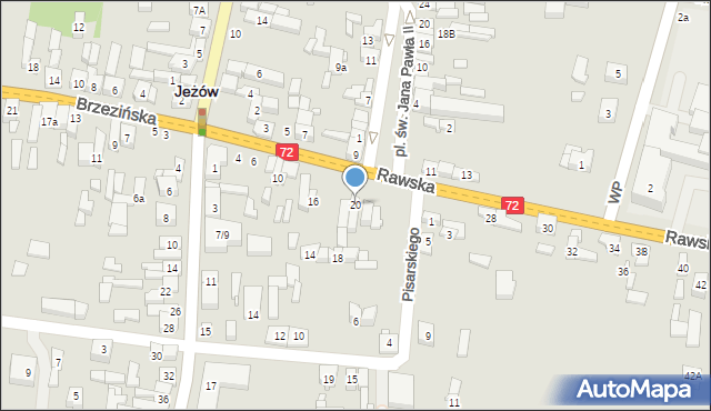 Jeżów, Rawska, 20, mapa Jeżów