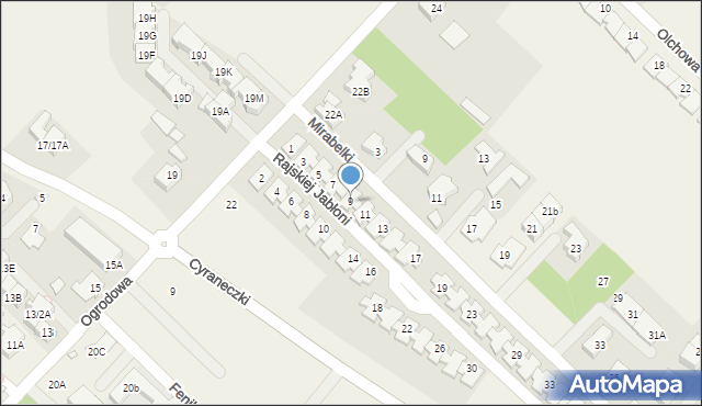 Józefosław, Rajskiej Jabłoni, 9, mapa Józefosław