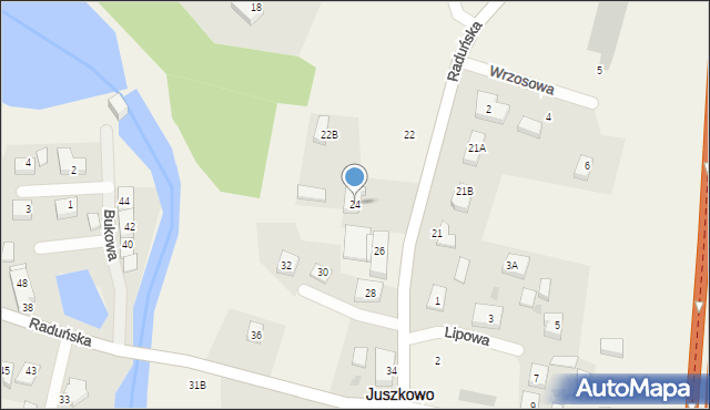 Juszkowo, Raduńska, 24, mapa Juszkowo