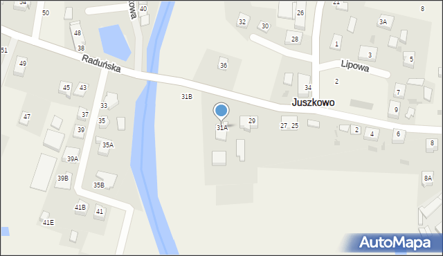Juszkowo, Raduńska, 31A, mapa Juszkowo