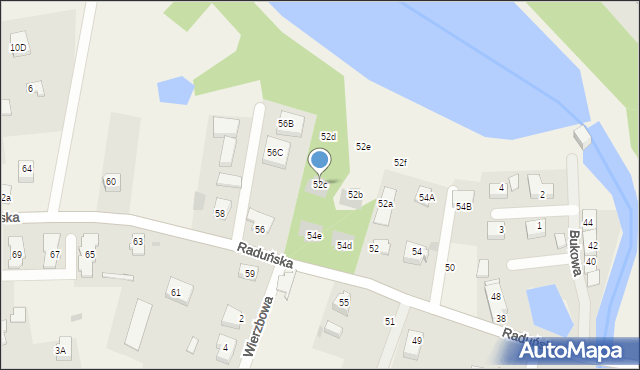 Juszkowo, Raduńska, 52c, mapa Juszkowo