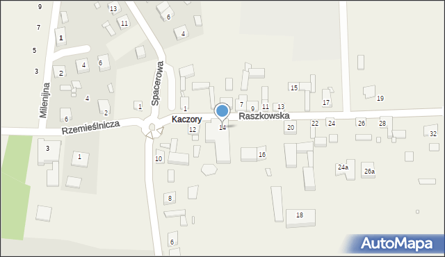 Kaczory, Raszkowska, 14, mapa Kaczory