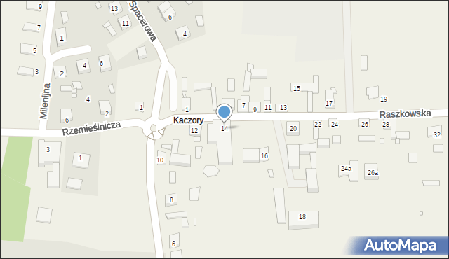 Kaczory, Raszkowska, 14, mapa Kaczory