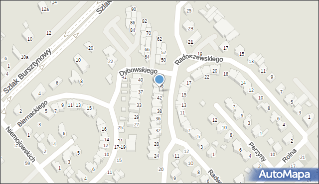 Kalisz, Raciborskiego Józefa, 44, mapa Kalisza