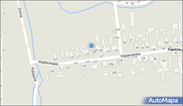 Kalisz, Rajskowska, 111, mapa Kalisza