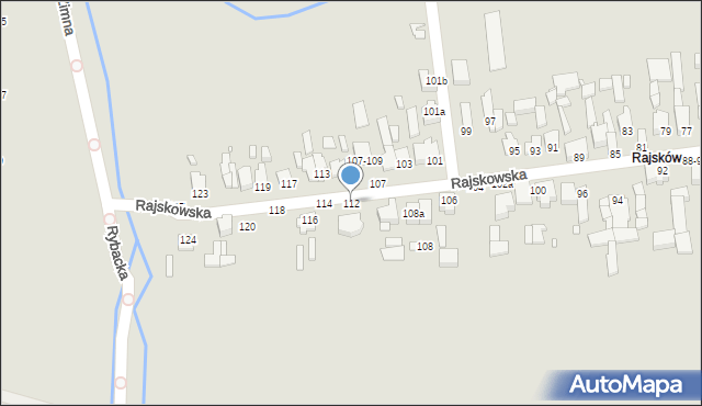 Kalisz, Rajskowska, 112, mapa Kalisza