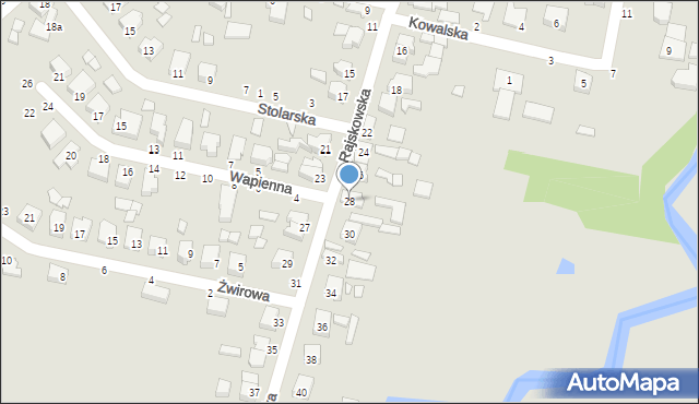 Kalisz, Rajskowska, 28, mapa Kalisza