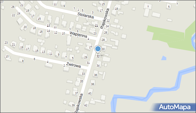 Kalisz, Rajskowska, 32, mapa Kalisza