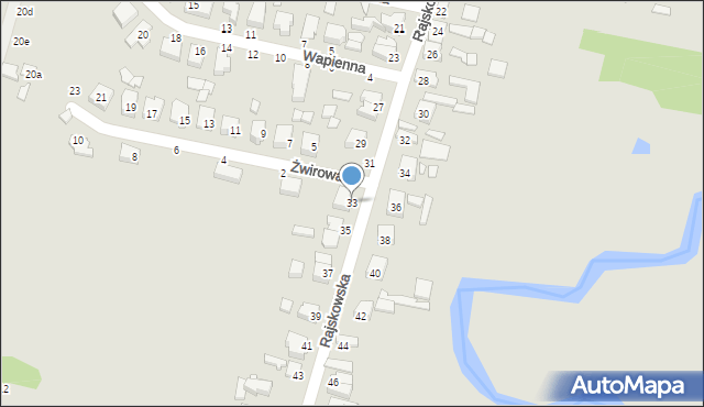 Kalisz, Rajskowska, 33, mapa Kalisza