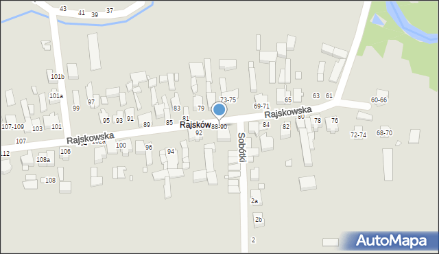 Kalisz, Rajskowska, 88-90, mapa Kalisza