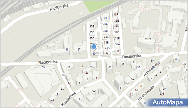 Katowice, Raciborska, 35, mapa Katowic
