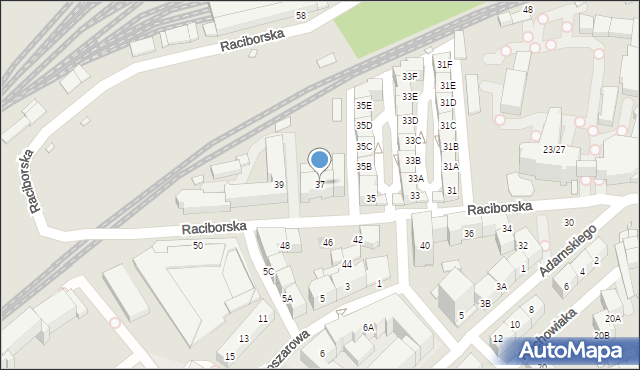 Katowice, Raciborska, 37, mapa Katowic