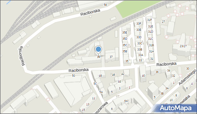 Katowice, Raciborska, 39, mapa Katowic