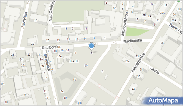 Katowice, Raciborska, 6, mapa Katowic