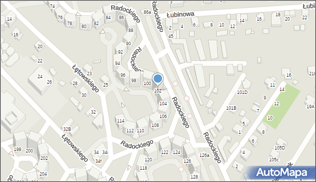 Katowice, Radockiego Marcina, 102, mapa Katowic