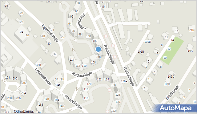 Katowice, Radockiego Marcina, 106, mapa Katowic