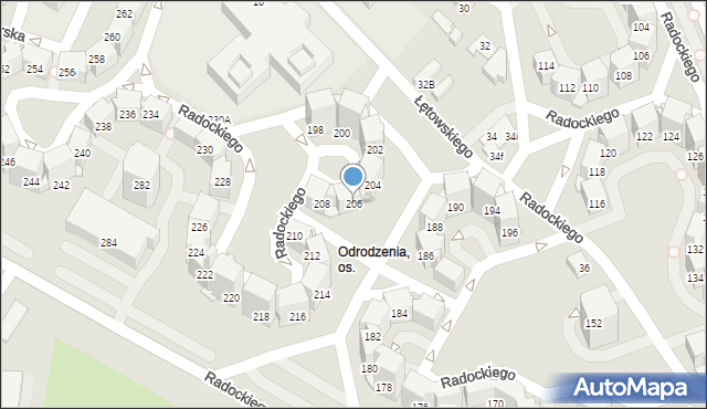 Katowice, Radockiego Marcina, 206, mapa Katowic