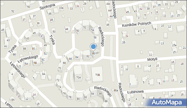 Katowice, Radockiego Marcina, 60, mapa Katowic