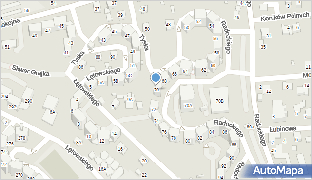 Katowice, Radockiego Marcina, 70, mapa Katowic