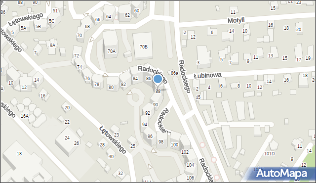 Katowice, Radockiego Marcina, 88, mapa Katowic