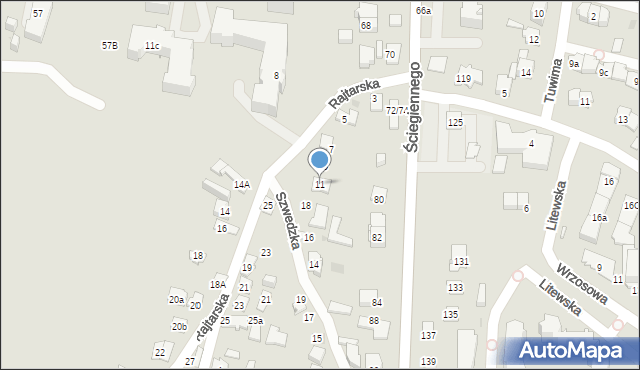 Kielce, Rajtarska, 11, mapa Kielc