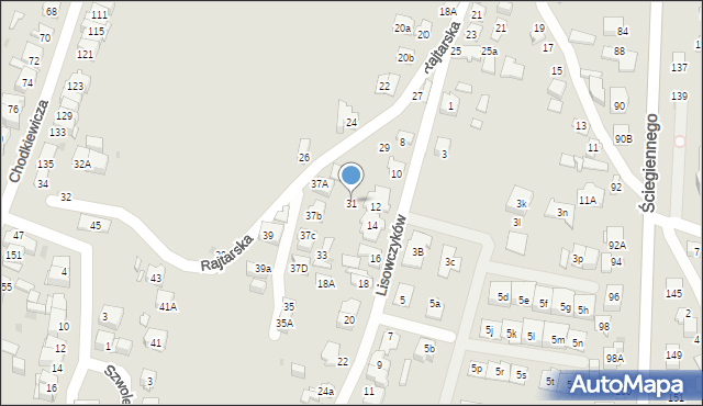 Kielce, Rajtarska, 31, mapa Kielc