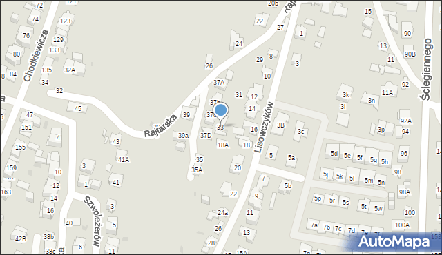 Kielce, Rajtarska, 33, mapa Kielc