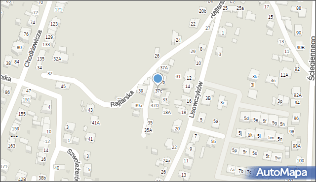 Kielce, Rajtarska, 37c, mapa Kielc