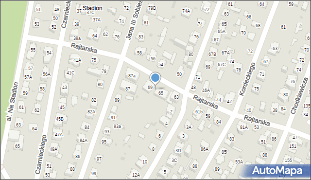 Kielce, Rajtarska, 67, mapa Kielc