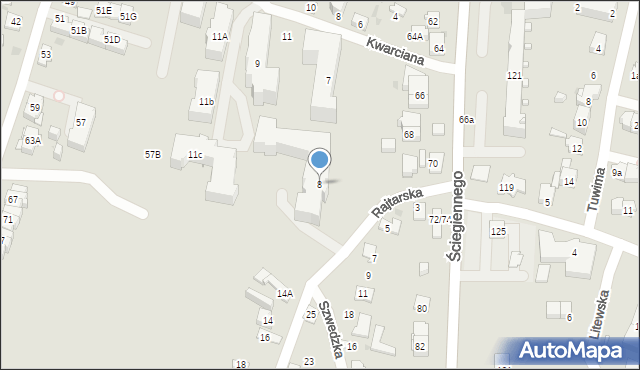 Kielce, Rajtarska, 8, mapa Kielc