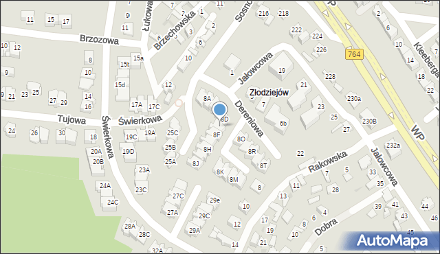 Kielce, Rakowska, 8E, mapa Kielc