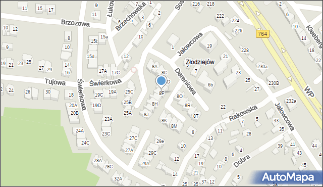 Kielce, Rakowska, 8F, mapa Kielc