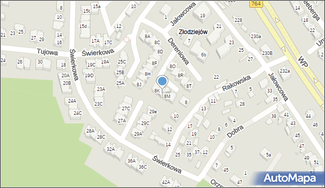 Kielce, Rakowska, 8L, mapa Kielc