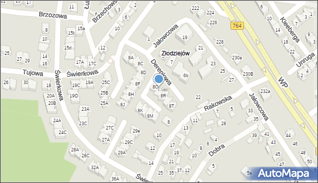 Kielce, Rakowska, 8P, mapa Kielc