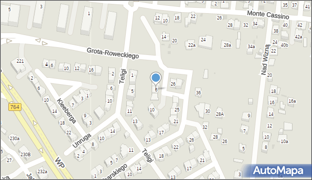 Kielce, Raginisa Władysława, mjr., 6, mapa Kielc