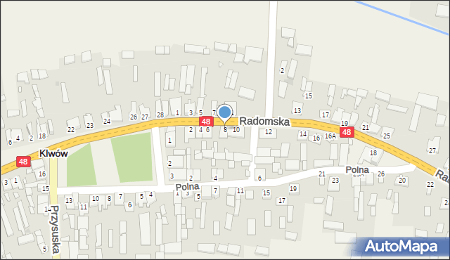 Klwów, Radomska, 8, mapa Klwów