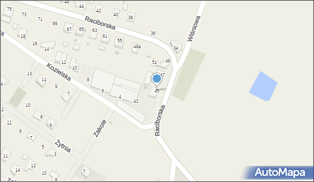 Kobylice, Raciborska, 45, mapa Kobylice