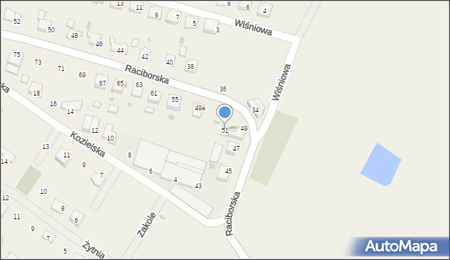 Kobylice, Raciborska, 51, mapa Kobylice