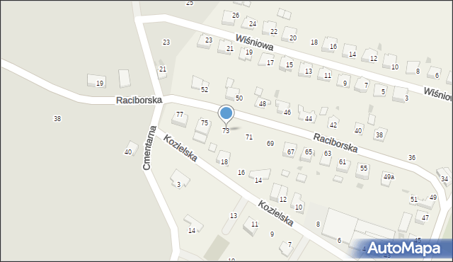 Kobylice, Raciborska, 73, mapa Kobylice